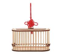 BESTOMZ Mini Grasshopper Cage Portable Double Lattice Wooden Box Brown