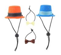 BESTOMZ Pet Hats and Bow Tie Set for Small Animals 4pcs Blue and Orange Hats with Yellow and Brown Bow Ties Lovely Hamster, Bunny, Guinea Pig, Hedgehog Party Outfit Accessories