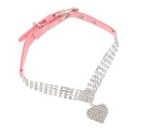 BESTOMZ Pink M Rhinestone Pet Collar for Small and Medium Dogs and Cats - Adjustable Bling Necklace with Pendant, Jewelry Collar for Stylish Pet Accessories