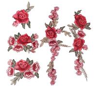 BESTOMZ Polyester Sewing Patches Embroidered Applique Patches Easy to Use 5pcs Red for DIY Decorating Clothes for Jackets and Jeans