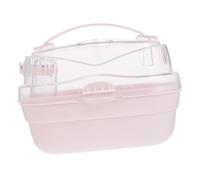 BESTOMZ Portable Hamster Carrying Cage Lightweight Outdoor Small Pet Container with Handle, Pink Travel Carrier for Hamsters and Guinea Pigs, Practical Ventilated Pet Transport Box