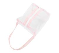 BESTOMZ Portable Pink Mesh Makeup Bag Moisture-Resistant Travel Toiletry Pouch Small Zipper Cosmetic Organizer for Skincare and Cosmetics