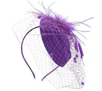 BESTOMZ Purple Plume Headband for Women with Detachable Clips and Gauze Material, Comfortable Wedding and Cosplay Accessory with Circular Frame Design