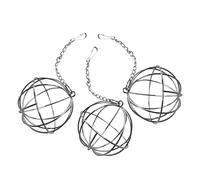 BESTOMZ Rabbit Hay Feeder Ball 3Pcs Hanging Hay Dispenser Electroplated Stainless Steel Feeder for Small Pets Indoor Hutch