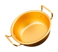 BESTOMZ Salad Bowl for Serving Golden Aluminium Alloy with Dual Handles | Stackable, Lightweight and Portable, Smooth round Surface, for Buffet Service, Bar Use