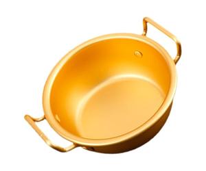 BESTOMZ Salad Bowl for Serving Golden Aluminium Alloy with Dual Handles | Stackable, Lightweight and Portable, Smooth round Surface, for Buffet Service, Bar Use