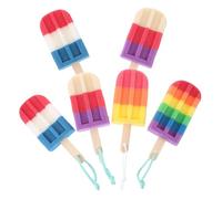 BESTOMZ Shower Sponge Pouf Exfoliating Body Scrubber 6Pcs Soft Bathing Sponge with Hanging Loop for Men and Women Daily Skin Cleaning Ice Cream Toast Style Color