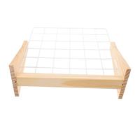 BESTOMZ Solid Wood Photo Display Stand with Metal Wire Grid, Versatile Grid Design and Space-saving Wood Base for Craft Fair Display and Home Use, Small Art Pieces and Photo Frames