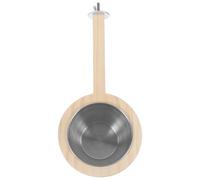 BESTOMZ Stainless Steel Bird Feeder for Cage with Wood Perch, Feeding and Watering Bowl Providing Food and Water for Birds and Parrots, Can be Installed on Pet Wire Cage, Simple
