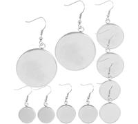 BESTOMZ Stainless Steel Silver Bezel Trays for Earrings Vintage Round Disc Earring Making Base Secure Material DIY Jewellery Findings 10pcs