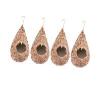BESTOMZ Straw Birds Nest 4Pcs Hanging Bird Nests Garden Shelter for Escaping Predators and Cold Weather Protection