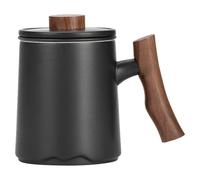 BESTOMZ Tea Cup Drinking Cup 360ml with Built-in Filter Ceramic and Wooden Handle Black Tea Mug Elegant and Minimalist Design for Occasions