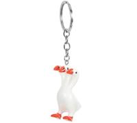 BESTOMZ Three Headed Goose Keychain Resin Metal Portable Lightweight Creative Simple Generous Delicate Eye-catching Goose Shape Pendant Charm for Backpack Accessories