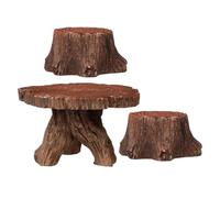 BESTOMZ Tree Stump Table and Chairs Set Realistic 3pcs Resin Miniature Nature-inspired Decorative Garden Accessories Micro Resin Bench Chair for Fairy Garden and Succulents for Village