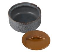 BESTOMZ Vintage Ceramic Ashtray with Lid, Windproof and Dustproof Decorative Ash Holder for Home and Office, Retro Style Smokers Accessory with Unique Artistic Atmosphere