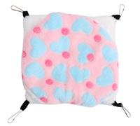 BESTOMZ Warm Hanging Double-layer Small Pet Bed with Plush Heart Print, 20x20cm Pink Hammock for Guinea Pigs and Small Animals, Soft Cozy Cage Accessory