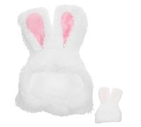 BESTOMZ White Plush Rabbit Hat Cartoon Hat Cat Costume Pet Lovely with Ears for Dogs Cats Christmas Everyday Wear