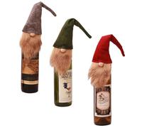 BESTOMZ Wine and 3pcs Faceless Christmas with Santa Bottle Covers Claus Pattern, Tear-resistant Fabric Wine Bottle Decorations Decoration for Holiday Stores Offices Table
