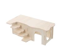 BESTOMZ Wooden Hamster Hideout House with Ladder, Small Two-chamber Maze Nest for Dwarf Hamsters and Guinea Pigs, Multi-room Habitat Decor for Small Pets