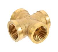 BESTonZON 1/2 Thread Brass 4 Way Fitting for Water Pipe Plumbing with Cross Four-Way Design, Fit for Garden and Irrigation Purposes