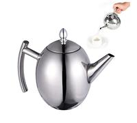 BESTonZON 1.5l Stainless Steel Tea Pot Filter Olive-Shaped Thickened Short Spout Tea Kettle Suitable for Coffee Brewing and Home Use