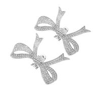 BESTonZON 1 Pair Charming Bowknot Rhinestone Shoe Decoration Clips Sparkling Elegance Alloy Material Removable Design Women Formal Events 2.56x1.77x0.47in