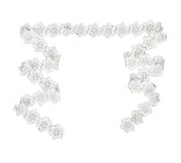 BESTonZON 1 Roll 2 Yards Organza Embroidery Flower Ribbons Fabric Embroidered Applique with Golden 3D Flowers Mesh Material Intricate Elegant Style for Wedding Creative Home Decorations