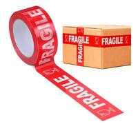 BESTonZON 1 Roll Fragile Warning Tape Self Adhesive Words Plastic Red Packaging Tape for Cargo Transportation Protecting Fragile Items