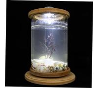 BESTonZON 1 Set Desktop Aquarium Tank Rotating Glass Fish Tank with Unique Frame for Home Office Decor Transparent Micro Landscape Supply