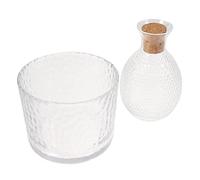 BESTonZON 1 Set Glass Flagon jug Cold Japanese Liquor Bottle Small Sake Cups Sake Glass Warmer Japanese Sake Cups Sake Bottle Crystal Sake Glass Decanter Bottle Wooden Japanese-Style