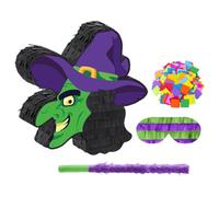BESTonZON 1 Set Mexican Halloween Witch Pinata with Stick Blindfold Paper Confetti Halloween Party Pinata Photo Props for Birthday Party Game Supplies