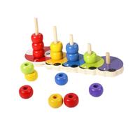 BESTonZON 1 Set Wooden Caterpillar Stacking Blocks Toy Colourful Educational Building Blocks for Boys and Girls Improves Creativity and Spatial Imagination Compact Size for Easy Storage