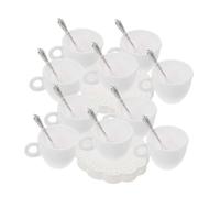 BESTonZON 10 Sets Plastic Miniature Tiny Coffee Cup And Saucer Set Fake Dollhouse Mug Mini Tableware With Metal Spoons For Role Playing Games Toys Doll House Fairy Garden Decor