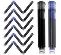 BESTonZON 100 Pcs Fountain Pen Ink Refills 3.4mm Bore Black and Blue Ink Cartridges Replacement for School Supplies and Writing Accessories