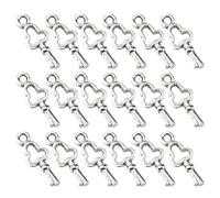 BESTonZON 100Pcs Antique Silver Alloy Key Shape Metal Charms DIY Pendant Set for Jewelry Making Craft Supplies Suitable for Bracelet Necklace Accessories