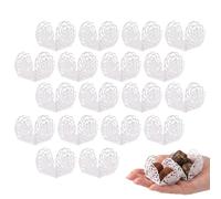 BESTonZON 100pcs Chocolate Tray Chocolate Wrapping Trays Truffle Wrapper Table Centerpieces for Party Baking Supplies Cupcake Snacks White Moon Cake Box Hollow Out Paper