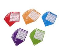 BESTonZON 100pcs Five-color Bingo Cards Paper Party Game Supply with Unique Patterns for Carnival Tea Party Birthday Entertainment and Valentine's Day Bingo Game