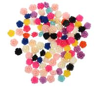 BESTonZON 100pcs Mixed Color Resin Rose Flower DIY Pendants 10mm for Earring Making Jewelry Charms Accessories for Bracelets and Necklaces