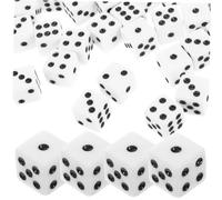 BESTonZON 100pcs Multi-sided White Dice with Black Dots Rounded Corner Acrylic Board Game Entertainment Dices for Party Favors Math Teaching and Fun