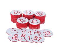 BESTonZON 100pcs Plastic Digital Signage Tags Round Hole Hanging Id Labels for Home Office and Garage Number Marking Identification Plates Plastic Number Id Tags