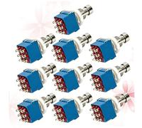 BESTonZON 10pcs 9-pin 3pdt Metal Guitar Effects Pedal True Bypass Foot Switch Unbuffered Bypassing for Rewiring Vintage Pedals Blue
