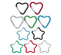 BESTonZON 10pcs Aluminum Star and Heart Shaped Mini Carabiner Clips Keychain Clip Lightweight Keyring Clasps for DIY Jewelry Backpacks Phone Chains School Accessories