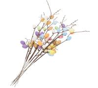 BESTonZON 10pcs Artificial Easter Egg Branch Twig Decoration, Realistic Plastic Easter Egg Picks with 5-point Stem for Home Vase Floral Arranging Indoor Spring Ornament