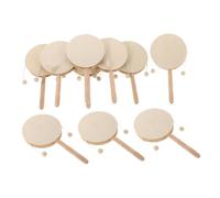 BESTonZON 10pcs Blank Wooden Rattle Drums Unpainted DIY Hand Percussion for Preschool Art Projects Early Learning Creative Play Safe Wood Material