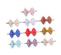 BESTonZON 10PCS Bowknot Headbands Elastic Nylon Newborn Headdress Soft Lightweight Hairbands for Party Supplies Photo Props Non Fading Mix Colors Random Color