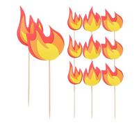 BESTonZON 10pcs Fire Cake Decorations - Fire Rescue Cupcake Toppers - Firefighter Party Supplies For Kids - Birthday Party Cake And Cupcake Decor
