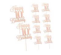 BESTonZON 10pcs Glitter Birthday Cake Toppers Numbers Cupcake Picks for Party Decorations Anniversary Celebration Supplies Pink