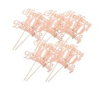 BESTonZON 10pcs Glitter Cake Toppers for Birthday Decorations Sparkling Dessert Picks for Happy Birthday Party Easy Insert Cupcake Picks