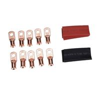 BESTonZON 10pcs Heavy Duty Copper Cable Lugs with Heat Shrink Tubes Ring Terminal Wire Connectors for Battery Crimping Moisture Resistant Electrical Cable Ends Suitable for Automotive and