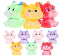 BESTonZON 10pcs Miniature Dragon Statues for Decorative Use Vivid Cartoon Dragon Figurines for Garden Desktop Car and Lawn Material Pink Green Purple Yellow Red